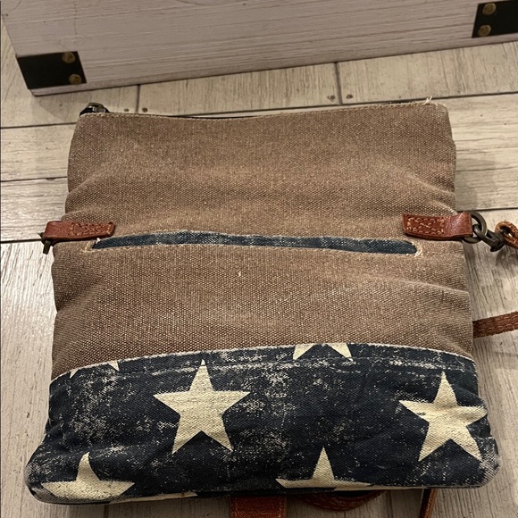 Mona B Tan Canvas Crossbody with Navy Star Accent - Picture 5 of 7